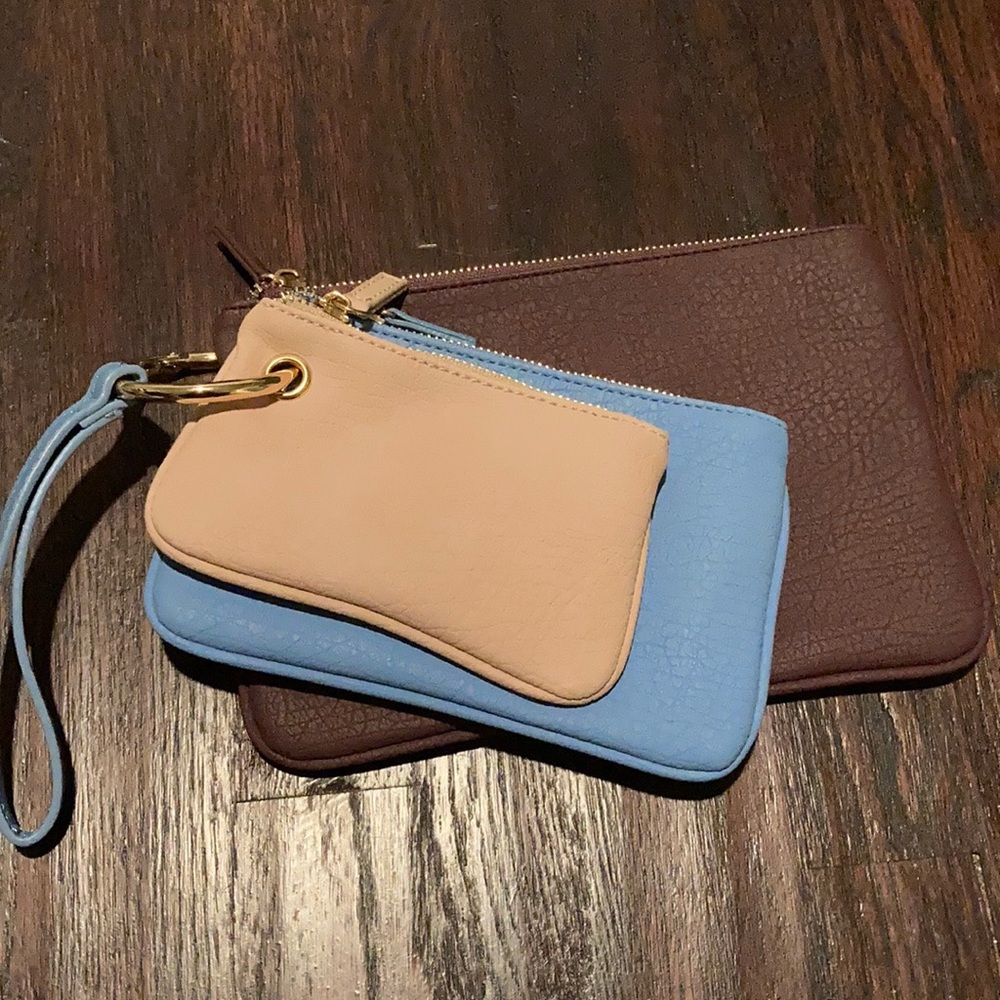 NWOT Free People Trio Wristlet Set Burgundy Blue Blush